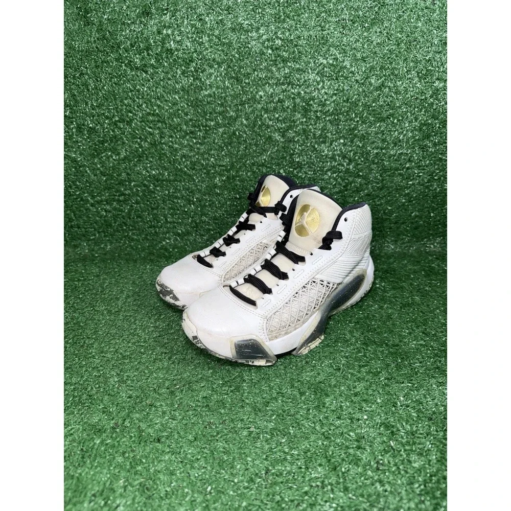 Nike Air Jordan 38 Retro Kid Size 4Y White Gold Basketball Shoes Casual Sneakers
